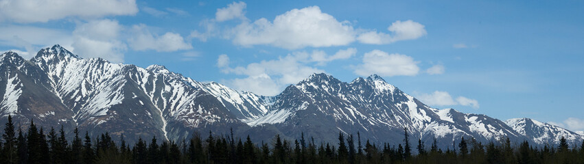 Naklejka na ściany i meble Spring time mountains in Alaska