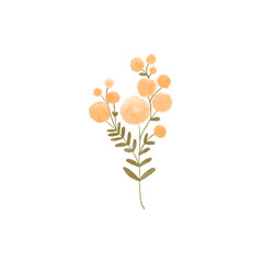 Kawaii cute textural spring mimosa flower isolate on white background. Textured digital art. Print for postcard, textile, invitation, sticker, adhesive tape, tattoo, social media and letter.