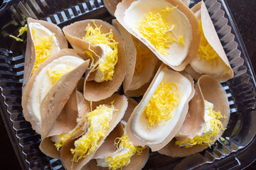 (Khanom bueang) Thai crispy pancake.