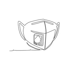Protective safety mask. Continuous one line drawing