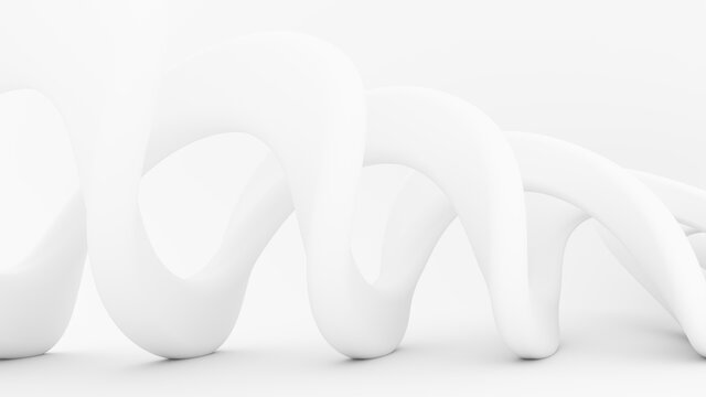 Light abstract background. Twisted in a spiral shape on a white background. 3d render.