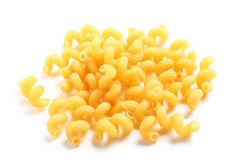 Dry pasta on white background