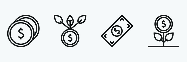 Editable Set Of Business and Finance Icon Line Art Icon Using For Presentation, Website And Application