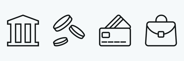 Editable Set Of Business and Finance Icon Line Art Icon Using For Presentation, Website And Application