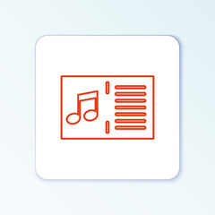 Line Music book with note icon isolated on white background. Music sheet with note stave. Notebook for musical notes. Colorful outline concept. Vector.