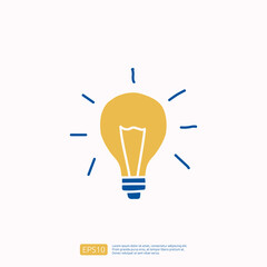 creativity related doodle icon concept with bulb lamp symbol. Creative design, drawing, idea, Inspiration, brainstorming, startup and think vector illustration