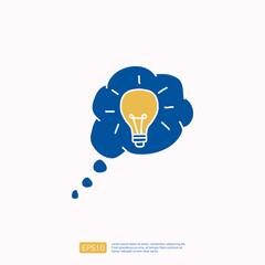 creativity related doodle icon concept with bulb lamp symbol. Creative design, drawing, idea, Inspiration, brainstorming, startup and think vector illustration