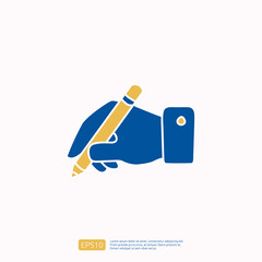 creativity related doodle icon concept writing hand with pencil symbol. Creative design, idea, Inspiration, brainstorming, startup and think vector illustration