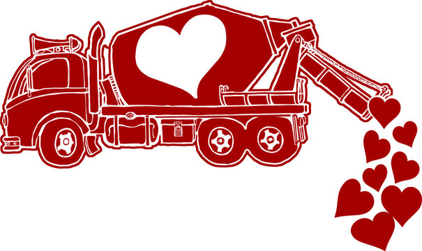 valentine's day cement truck