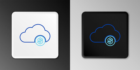 Line Cryptocurrency cloud mining icon isolated on grey background. Blockchain technology, bitcoin, digital money market, cryptocoin wallet. Colorful outline concept. Vector.