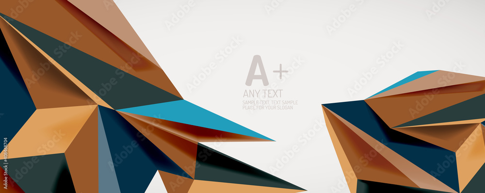 Leinwandbilder vector triangle geometric backgrounds. low poly 3d shape on light backdrop. vector illustration for 