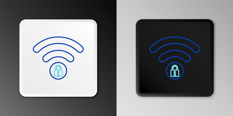 Line Wifi locked sign icon isolated on grey background. Password Wi-fi symbol. Wireless Network icon. Wifi zone. Colorful outline concept. Vector.
