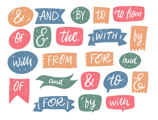 Obraz premium Article words bubble speech. Hand drawn colorful vector illustration.