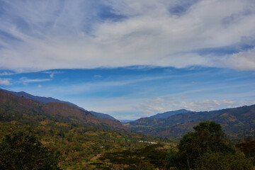 landscape with clouds and sun