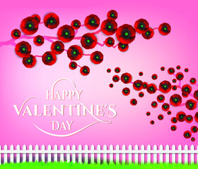 Valentines day background with heart pattern and typography of happy valentines day	