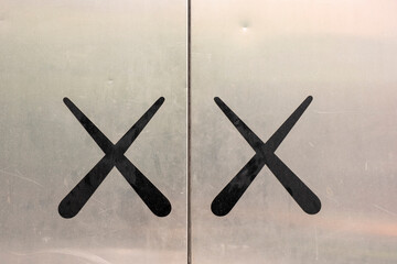 tic tac toe Sign On A Silver Truck. Stock Photo.