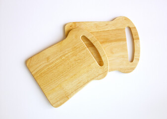Mini wooden chopping board isolated white background