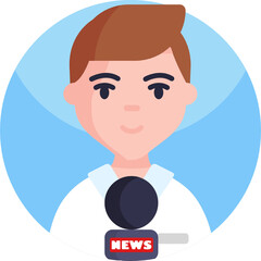 Mass media related icon. News Broadcasting Icon. News Man Icon.