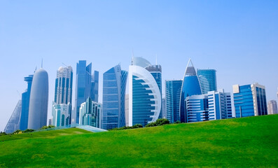 Fototapeta premium background image of qatar capital city