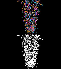 3D illustration of medicine pills flow with alpha layer