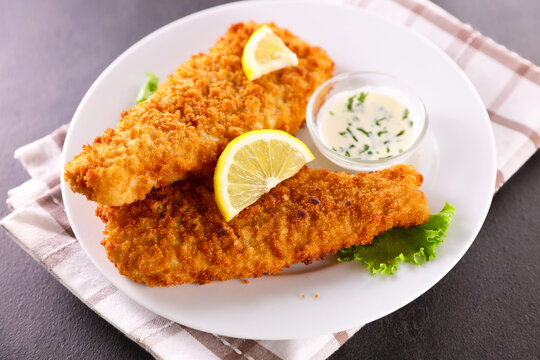 crispy breaded fish with sauce