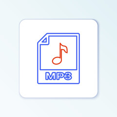 Line MP3 file document. Download mp3 button icon isolated on white background. Mp3 music format sign. MP3 file symbol. Colorful outline concept. Vector.