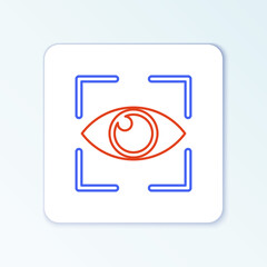 Line Eye scan icon isolated on white background. Scanning eye. Security check symbol. Cyber eye sign. Colorful outline concept. Vector.