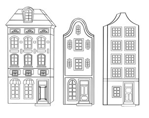 Fototapeta premium Set of vector buildings, outlined vector houses . Vector illustration