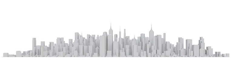 City Center on white background. 3d rendering.