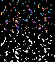 3D illustration of medicine pills flow with alpha layer