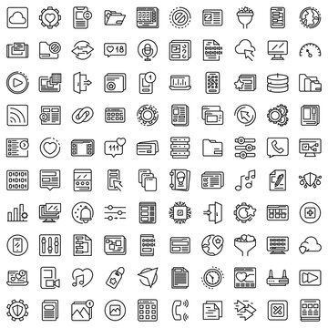 Interface icons set. Outline set of interface vector icons for web design isolated on white background