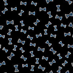 Line Sauna hourglass icon isolated seamless pattern on black background. Sauna timer. Vector.