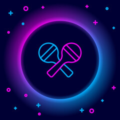 Glowing neon line Maracas icon isolated on black background. Music maracas instrument mexico. Colorful outline concept. Vector.