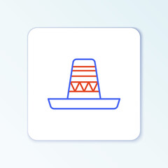 Line Traditional mexican sombrero hat icon isolated on white background. Colorful outline concept. Vector.
