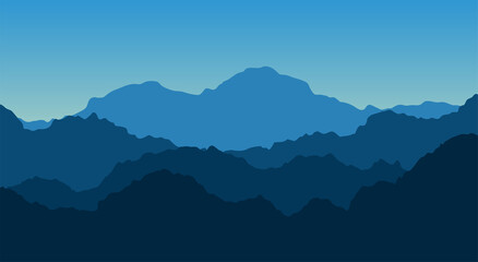 Landscape background vector. The landscape is a high mountain peak with the morning sky.