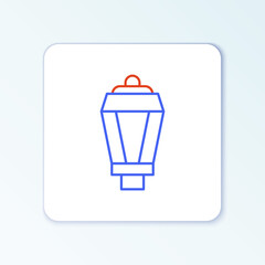 Line Garden light lamp icon isolated on white background. Solar powered lamp. Lantern. Street lamp. Colorful outline concept. Vector.