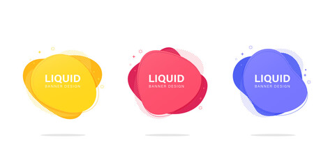 Set of banners graphic elements flowing liquid shapes and modern abstract geometric lines.