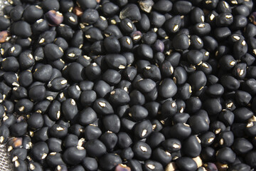 close up black bean texture background .