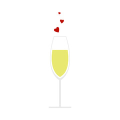 Champagne Glass With Heart Icon