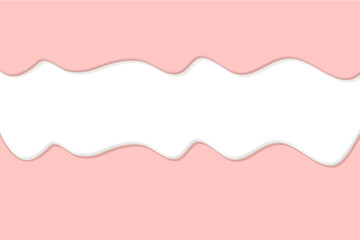 white and pink melted ice cream, chocolate or yogurt flowing down layered. Dripping cream or milk horizontal banner. liquid sweet caramel or glaze vector background. cute pastel colors. Flowing glaze.