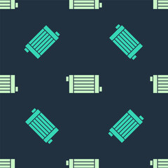 Green and beige Car radiator cooling system icon isolated seamless pattern on blue background. Vector.