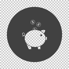 Golden Coins Fall In Piggy Bank Icon