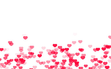 Valentine day pink red hearts on white background.