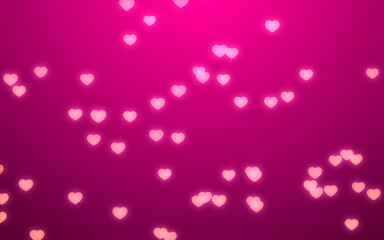 Valentine day white hearts light on pink background.