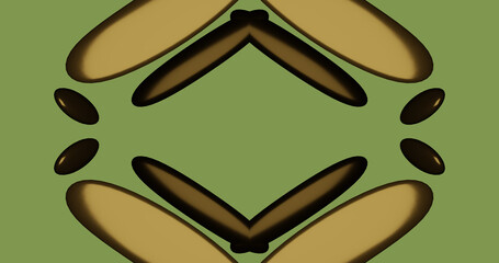 Render with yellow and green background with round objects