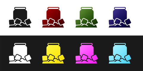 Set Cold beer can icon isolated on black and white background. Vector.