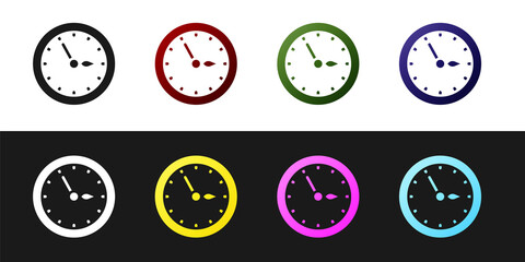 Set Sauna clock icon isolated on black and white background. Sauna timer. Vector.