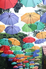 Fototapeta na wymiar colorful umbrellas in the city