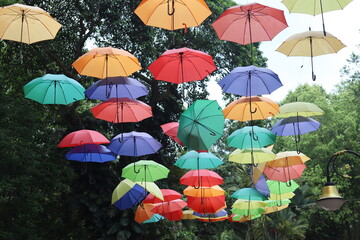 colorful umbrellas in the market
