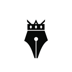 King pen writer vector flat illustration template. This design use crown symbol as nobility logo.